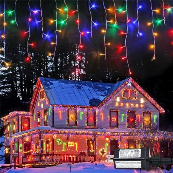 Holiday Icicle Christmas Lights Outdoor 40 Led 388ft Plug In